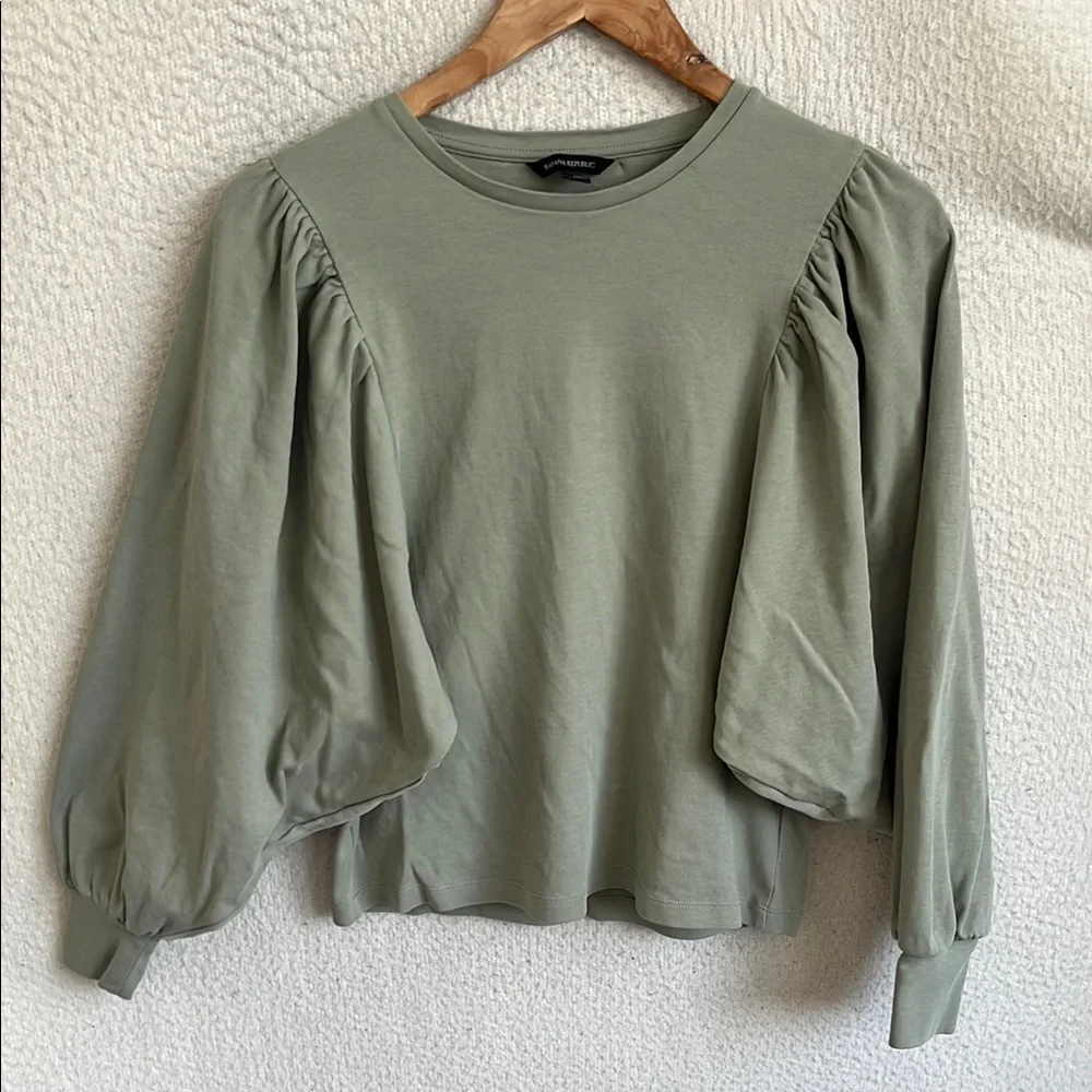 Banana Republic Sage Green Puff Sleeve Blouse